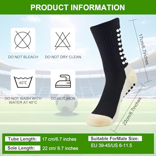 9 Pairs Mens Soccer Socks With Grips Pads Non Slip Football Basketball Sports Training Cushioned Athletic Socks Youth2