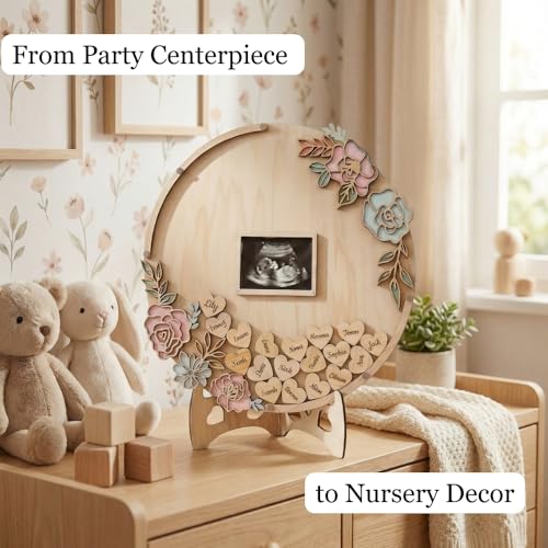 Image of The Real Bossy Baby Memory Keepsake Frame Guestbook - Luxury Baby Shower, First Birthday & Wedding Guest Book Alternative - Preserve Wishes, Messages & First Year Memories in a Beautiful Bloom Nursery Display Baby or Boho Wildflower Home Decor
