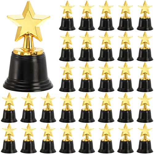 Lawei 32 Pack Mini Gold Award Trophy, 4.6 Inch Gold Star Trophy Awards Bulk, Plastic Trophies for Party Favors, Props, Rewards, Game Prize, Winning Prizes, Competitions for Kids and Adults