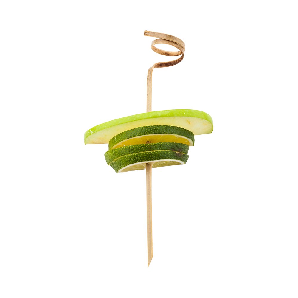 Curly Bamboo Skewer - 6-inch Natural Bamboo Color Skewers: Perfect for Serving Appetizers and Cocktail Garnishes - 1000-CT - Biodegradable and Eco-Friendly - Restaurantware