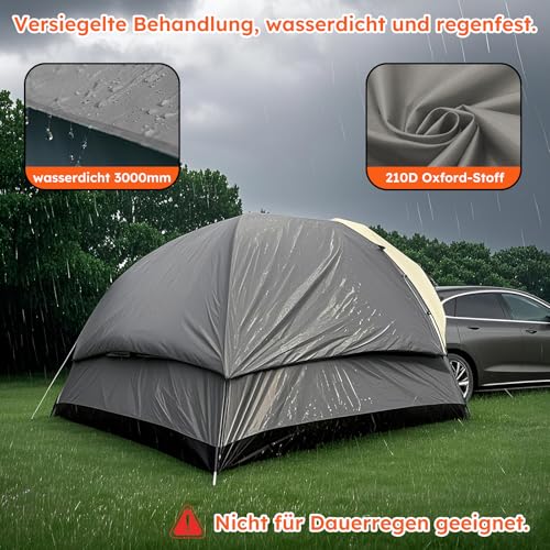 Heckzelt Auto 6 Personen, Großes Heckzelt SUV mit Waterproof Canopy, 300x300x220cm, Heckzelt Auto Kombi mit 3000 mm Wassersäule, Auto Heckzelt Für SUV, Heckklappenzelt mit Wasserdichtem Dach.