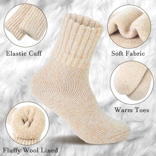 Image of iCamter 4 Pairs Womens Wool Socks - Soft, Thick, Warm Thermal Boot Winter Socks for Gifts