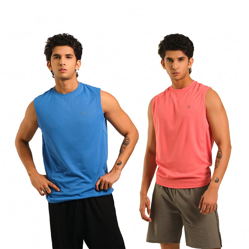 Men's Regular Fit Vest- Pack of 2 | Quick Dry Sleeveless Gym Sando for Running, Workout & Training | Breathable Cotton Blend Round Neck Innerwear-image-8