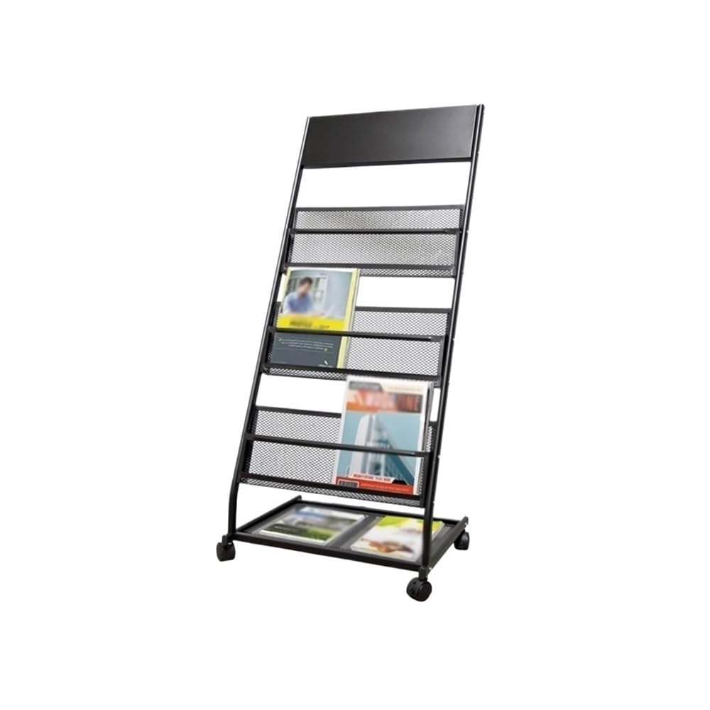 Jianjunchaling Black Vertical Brochure Storage Newspaper Storage Floor Standing Newspaper Rack Office Furniture Leaflet Book Racks For Office, Trade Show, Exhibitions(Black)