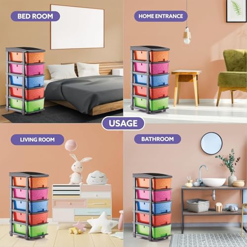 Image of 5XL Plastic Modular Drawer System for Home, Office, Hospital, Parlor, School, Doctors, Home and Kids, Product Dimension When assembeled