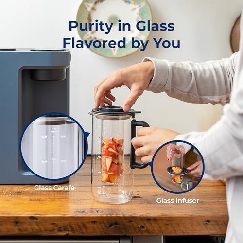 Image of Bluevua RO100ROPOT-Lite Countertop Reverse Osmosis Water Filter System, 3:1 Pure to Drain Ratio, Portable RO Filtration with Remineralization, No Installation, WQA Certified, 6-Stage Blue