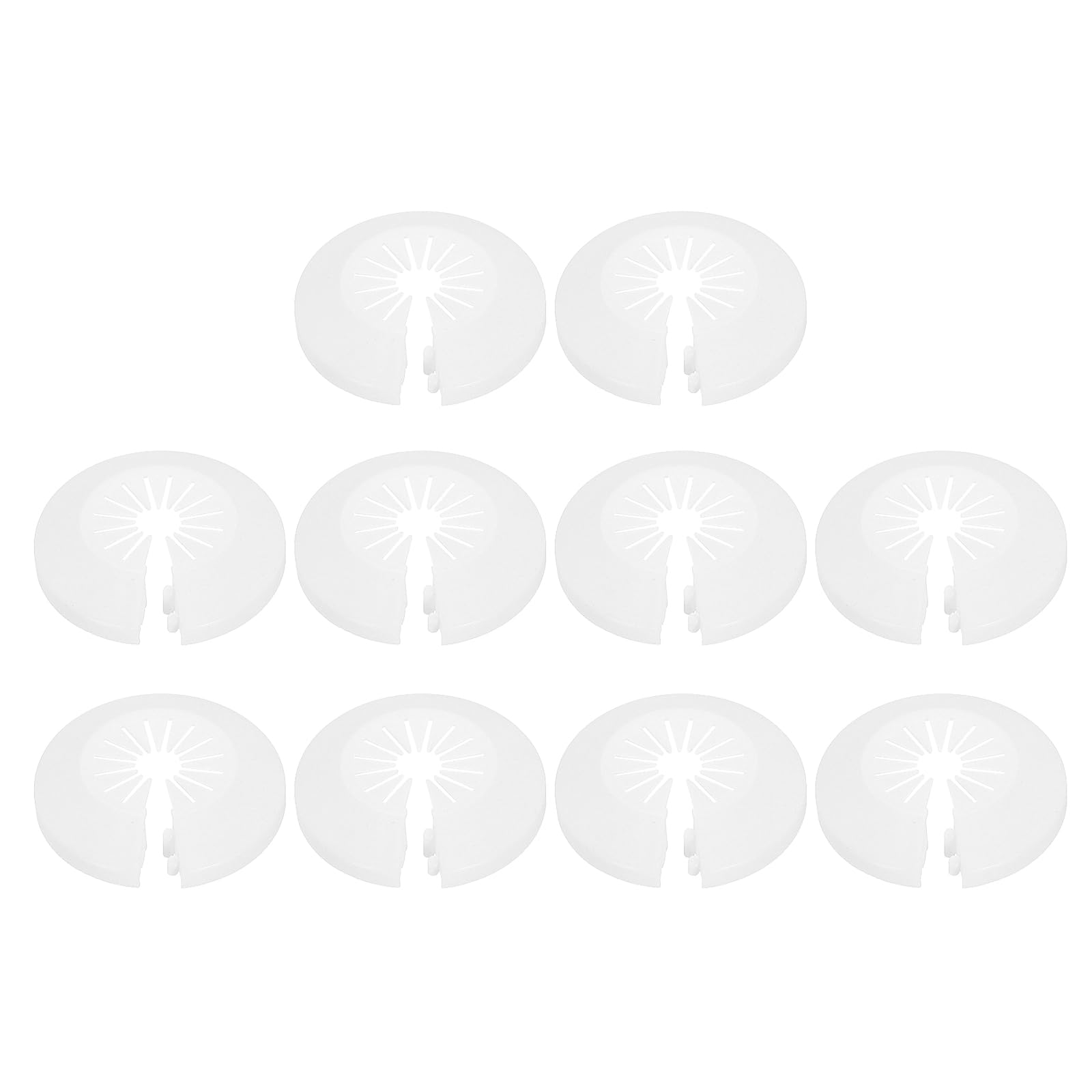 sourcing map 10pcs Flange Pipe Cover Decoration 0.39" to 0.98" (10-25mm) Plastic Clip-on Wall Hole Cover Under Sink Pipe Radiator Escutcheon Collar for Bathroom Kitchen Toilet, White