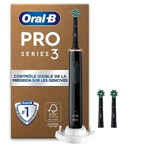 Oral-B Pro 3 Brosse À Dents Électrique Noire, Un Capteur De Pression Pour Protéger Les Gencives...