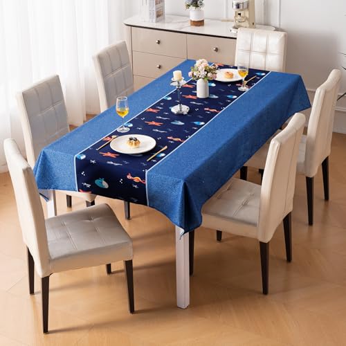 Image of HOKIPO Modern Grace Table Cloth for 6 Seater, 55x86 in, Coral Dream