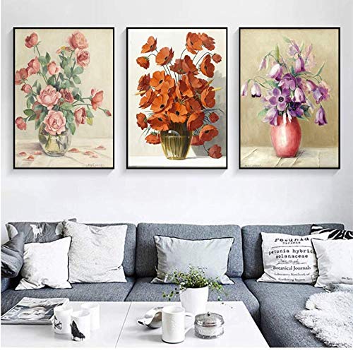 Image chambre pour mur vide peinture fleur rétro toile 50x70