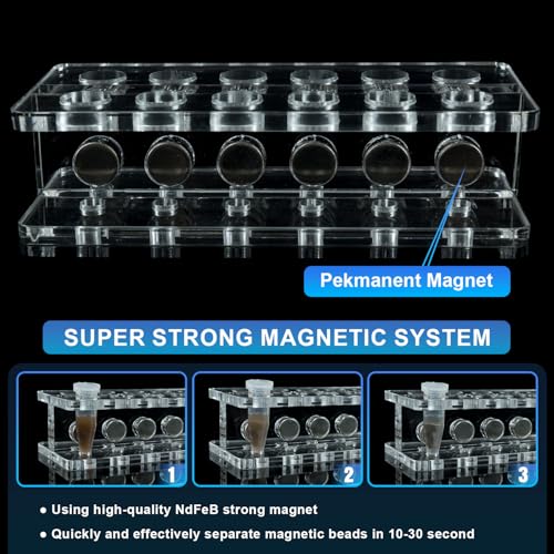 Image of Compact Magnetic Separation Racks for Preliminary Magnetic Beads Purification, for for 1.5ml /2ml centrifuge Tubes, 12-Wells