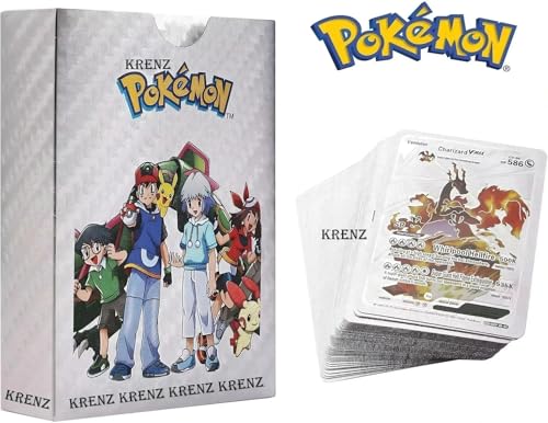Image of Pokemon Cards Pack 40 Pcs Playing Card Game for Kids | All Rare Series V Max GX High HP Collection | 10 Gold 10 Silver 10 Black 10 Rainbow Special Edition Set | Trading Card Set (40 Pcs Card)