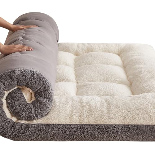 Colchón de futón grueso y plegable de poliéster suave para camas individuales, dobles, King, invitados, camping, dormitorio, solución portátil y cómoda para dormir
