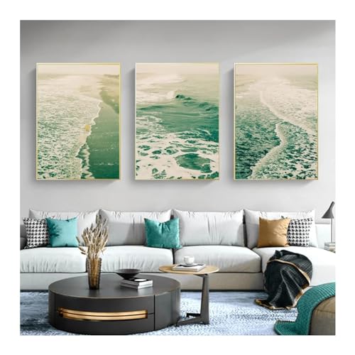 Décor à la maison salon avec triptyque paysage marin moderne