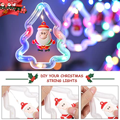 Christmas Window Lights - BLOOMWIN Lighted Xmas Window Decorations - Tree Shape Ring Light with Ornament Curtain Light Indoor - USB Novelty String Hanging Lights for Christmas Home Bedroom Decor - image 3