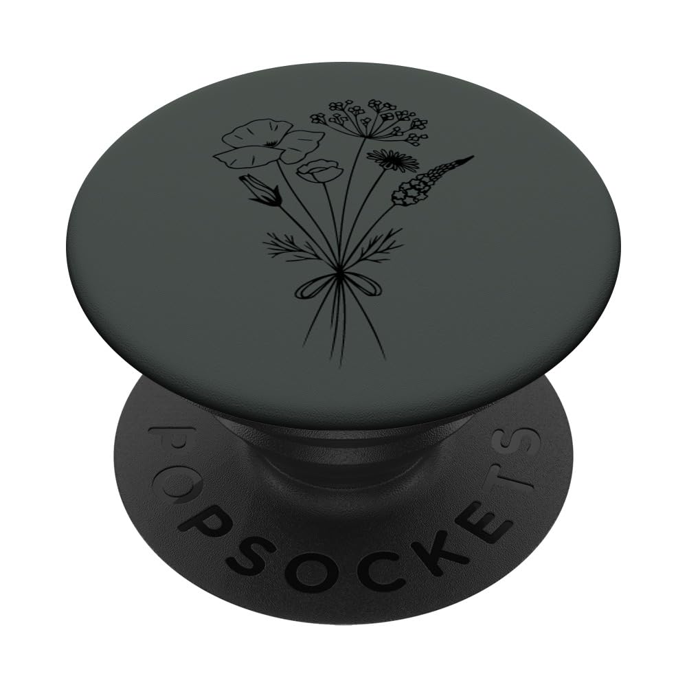 Midnight Green - Wildflower Floral Flower Design Feminine PopSockets Adhesive PopGrip
