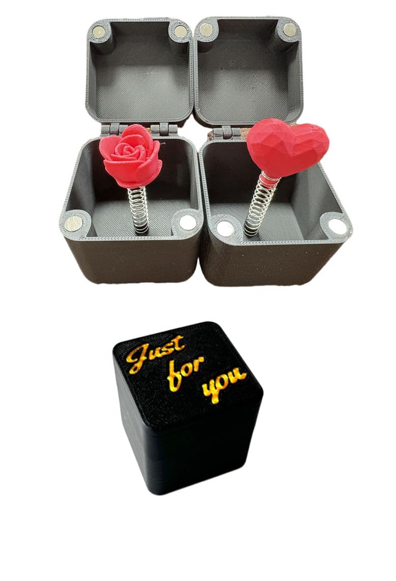 JZHJMYXDZ 2 Packs Red Roses and Red Love Heart Gifts Box,Gag Gifts Box for Adult,3D Printed Red Roses in a Surprise Prank Pop up Gift Box for Valentine's Day