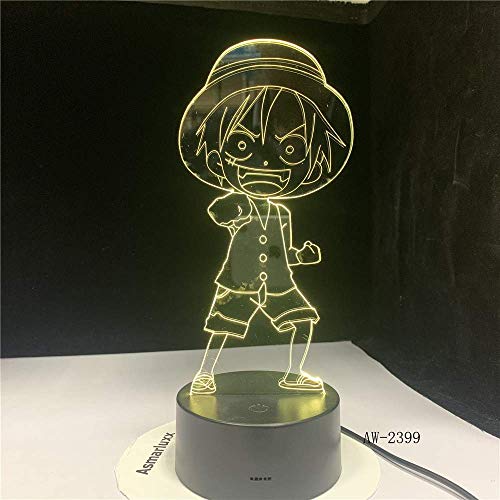 Lumière One Piece Luffy Lampe De Table Usb 7 Couleurs Décor 3D Led Interrupteur Tactile Veilleuse Anime Led Éclairage Pour Cadeaux D'Anniversaire Cover