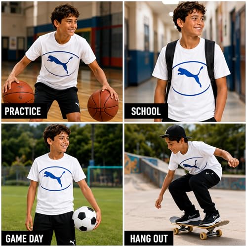 Image of PUMA Boys T-Shirts Athletic Crewneck Short Sleeve Tees (Sizes S-XL)