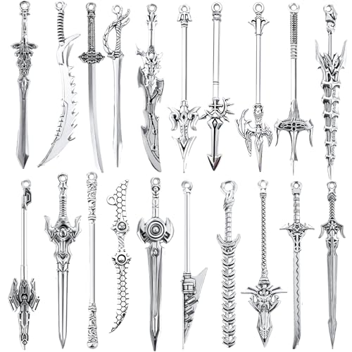 Gjinxi 20 Pz Segnalibro Con Spade Antiche, Segnalibro Con Coltello In Metallo Vintage Portachiavi In Argento Con Portachiavi In Argento Con Mini Coltello Antico Accessorio per Segnalibri per Libro