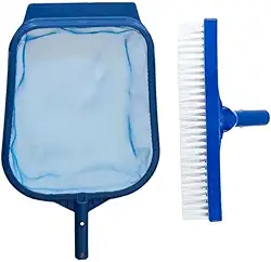 Escova e Peneira Para Piscina Kit Para Limpeza E Manutenção para Alvenaria, Fibra e Vinil