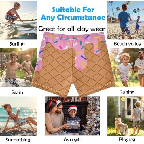 Boys Swim Trunks Quick Dry Bathing Suit Yellow White Waffle Ice Cream Toddler Swim Shorts Boardshorts 3-102