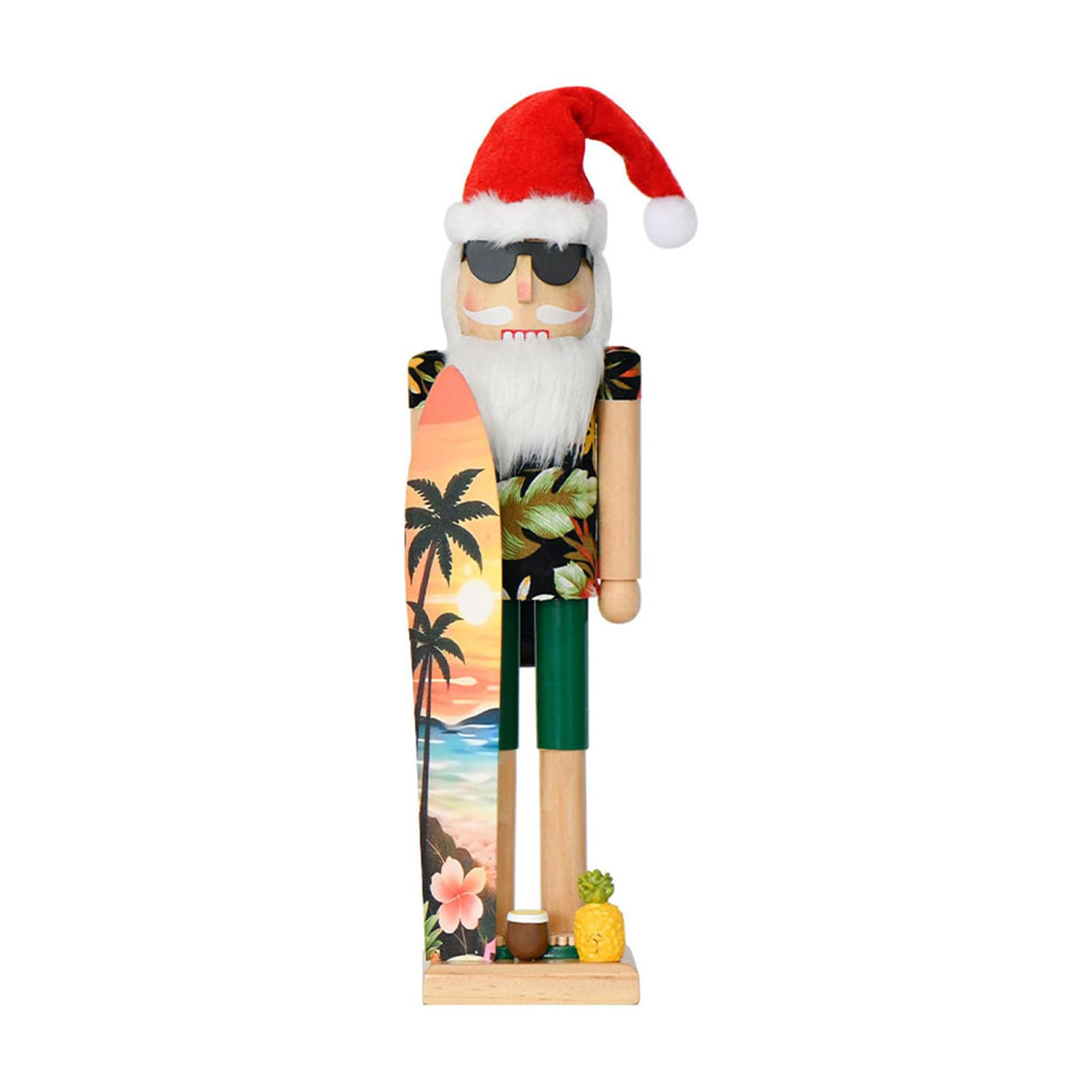 Piceioep Christmas Nutcrackers Figure Surfer Santa Nutcrackers Ornament Summers Nut Crackers Decorations for Beach Decorations Surfer Santa Figure