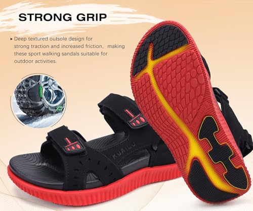 Image of KuaiLu Mens Hiking Sandals with Orthopedic Arch Support Footbed | Sport Recovery Athletic Walking Sandals For Man Outdoor Summer Casual Thick Cushion Beach Water Fisherman Sandal Size 7-15