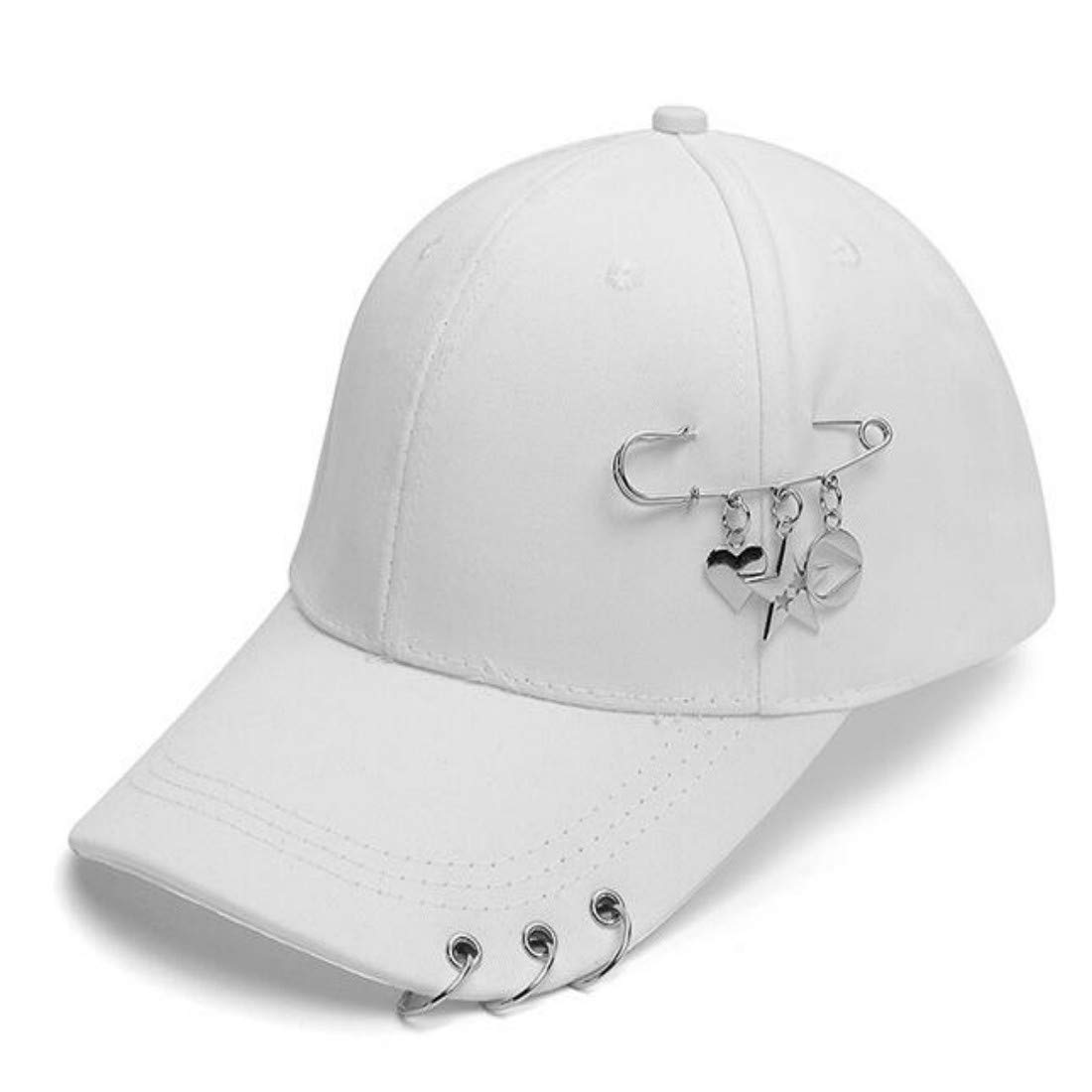 Colygamala Women's Personality Three-Ring Chain Baseball Caps Summer Street Hip Hop Cap Pink/White