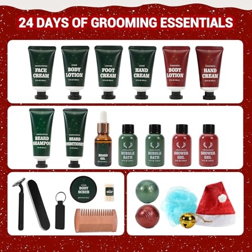 Advent Beauty Calendar for Adults 2025 Rinse & Robust Beard Care Kit Christmas Gifts for Men Skincare Beauty Advent Calendar for Men Christmas 24 Days Countdown Calendar Beard Care Grooming - Image 2