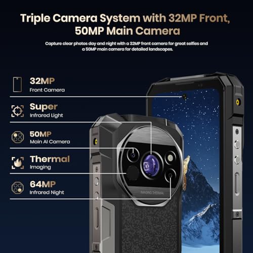 Image of FOSSIBOT F115 Ultra Android 16 36GB+256GB+2TB 20000mAh /33W Rugged Phone with 64MP Ultra Long-Range Night Vision, Thermal Imaging, 1200m Rangefinder, 6.78 inch 120Hz FHD+ Display, 2026 Black