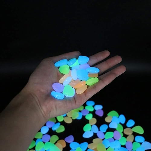 Miniatura 4 de Rocas que brillan en la oscuridad, 100 piedras de jardín multicolor luminosas para acuarios, rocas, decoraciones para pasarelas, jardines, plantas