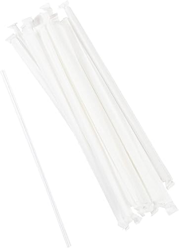 Miniatura 3 de AmerCare Royal Jumbo Pajitas de plástico, pajitas desechables envueltas en papel para cócteles, refrescos, jugos, 9 pulgadas, transparente, caja de