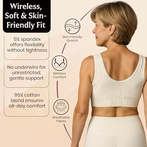 Image of Adaptive Cotton Bra - Easy On Front Closure, Wide Straps,Elastic Underband