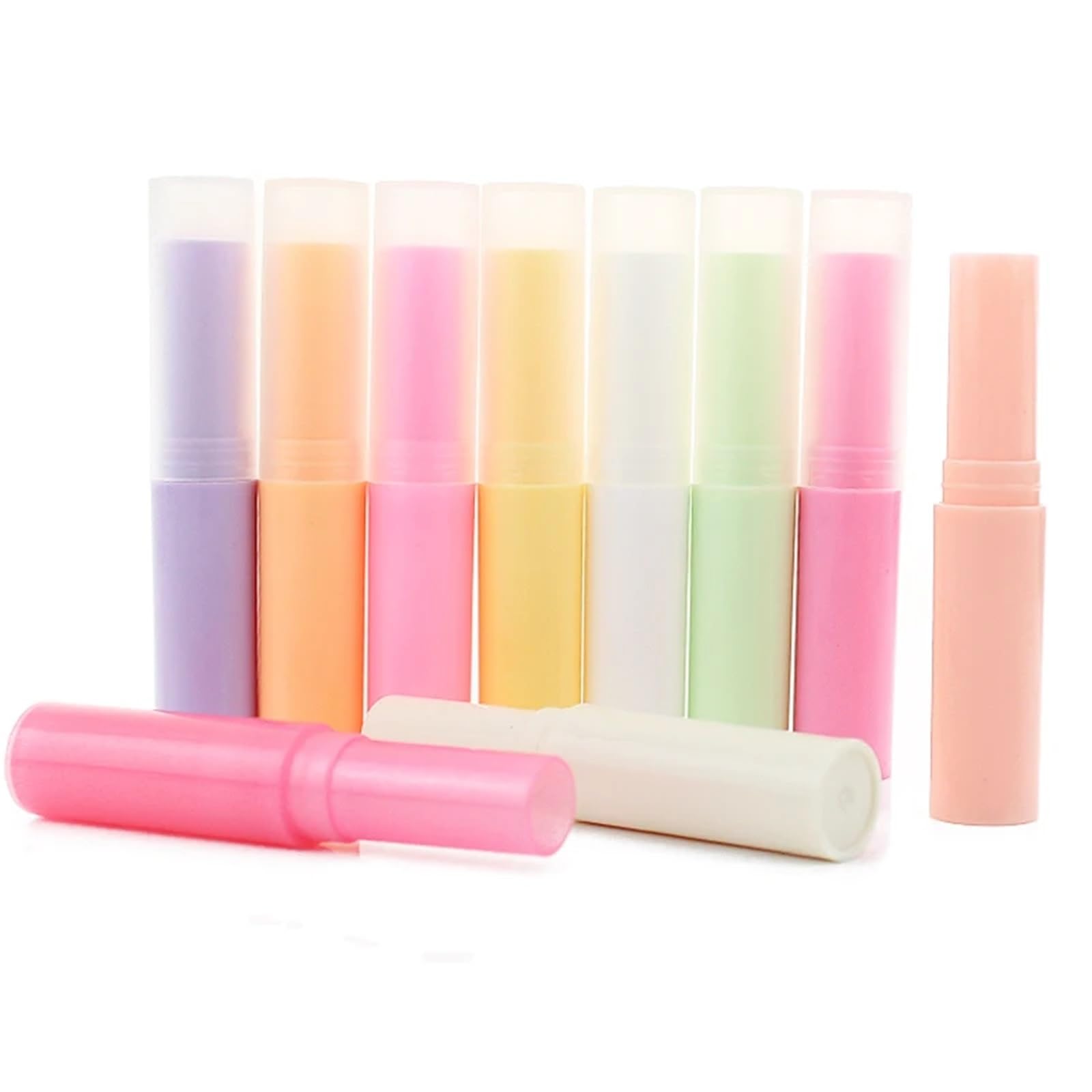 Contenitori per balsamo per le labbra, 30/50/100 pezzi, 4 ml, contenitori per balsamo per labbra con tappi, portatili, mini tubetti vuoti, per rossetti, cosmetici da viaggio (beige, 50 pezzi)