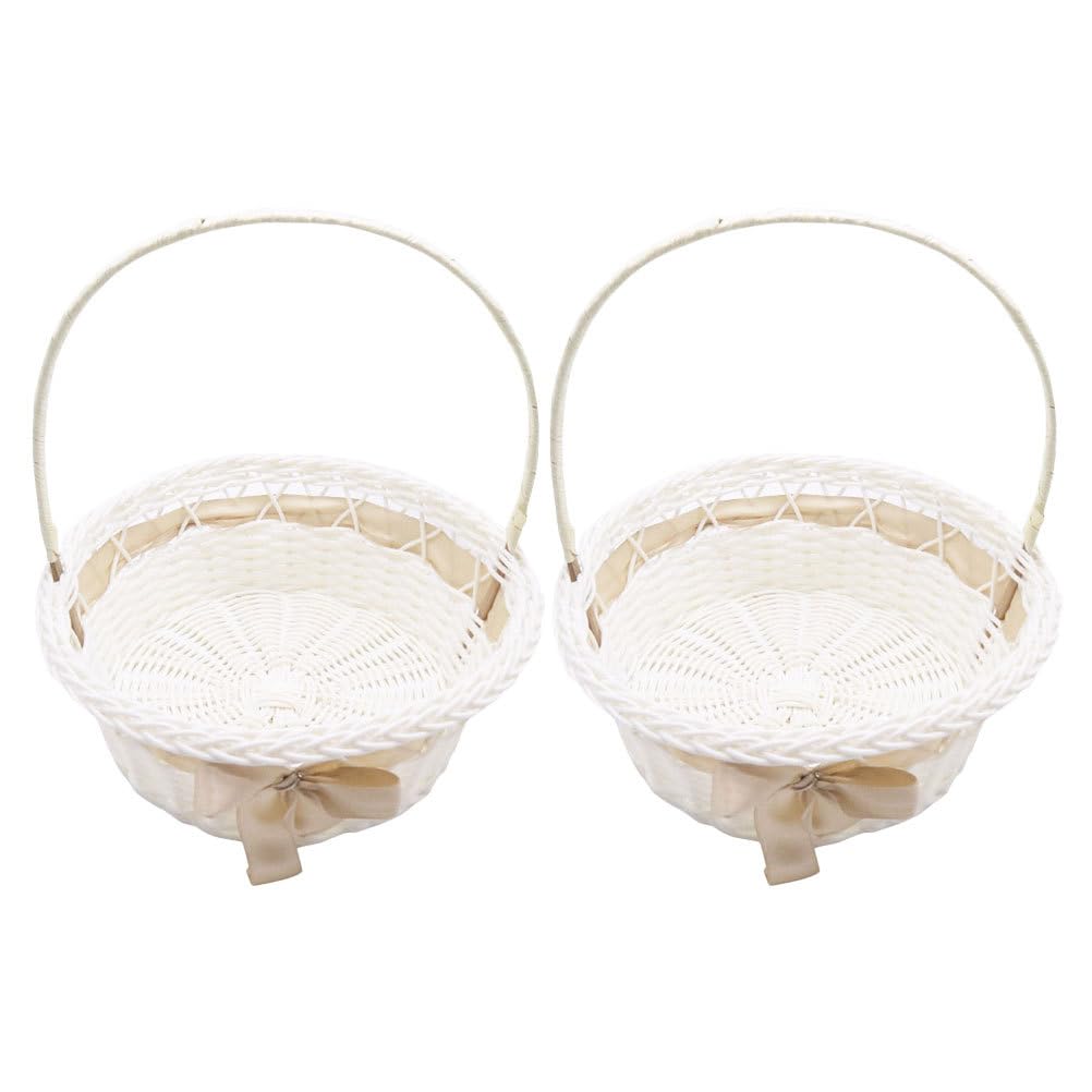 VALICLUD Lot de 2 paniers à fleurs tissés à la main élégants pour accessoires de mariage pour décoration ou panier cadeau de mariage