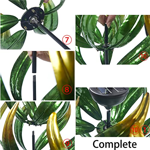 Solar Hummingbird Tulips 69 Inch Wind Catcher For Yard Kinetic Wind Spinner With Garden , Metal Windmill-Kinetic Garden Decoration, 360 Swivel Hummingbird Tulips Outdoor Wind Sculpture Spinners #TOP5