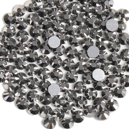 Image of Beadsland Flat Back Crystal Rhinestones, Hematite, SS30, 576pcs | Flatback Glass Gems, 6.3-6.5mm, for Nail Art Craft, Glue Fix