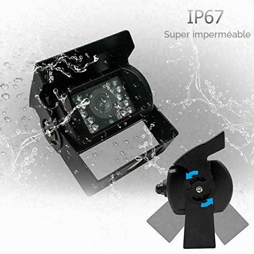 Caméra de recul pour Camion avec câble de 10 m, étanche 18 LED infrarouges 170 degrés 4 Broches Haute définition CCD pour Voiture Lourde camionnette, remorque, Bus, caravanes