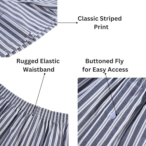 Mens Boxer Shorts for Men 100 Cotton Funny Sleep Short Inseam Woven Pattern Plaid Pajamas Multipacks2