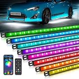 MICTUNING N8 Aluminum RGBW Car Underglow Light Kit with APP & Remote Control, Multi Mode Soundsync Neon Accent...
