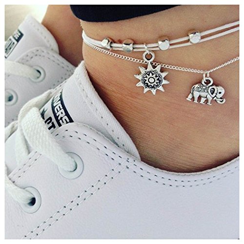 Cavigliere Braccialetti Stelle Nappa Elefante Cavigliera Regolabile - Foto 4