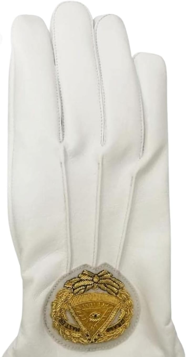 BRICKS MASONS Soft Leather Masonic Gloves Grand Master Bullion Embroidery