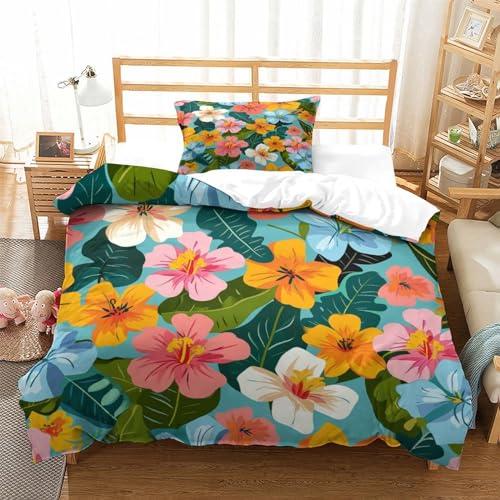 Housse de couette fleurs 3D lit simple pour une chambre printanière
