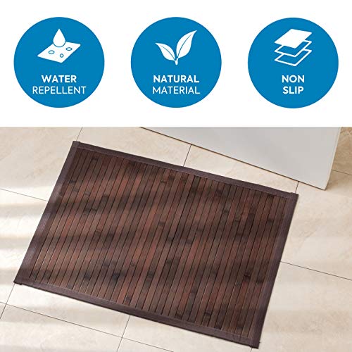 iDesign Bamboo Floor Mat, Extra Small Bath Mat Made of Natural Bamboo, Eco-friendly Rug made for Bathroom, Kitchen and Hallway, Dark Brown