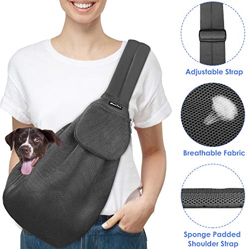 SlowTon Pet Carrier, Hand Free Sling Adjustable Padded Strap Tote Bag Breathable Cotton