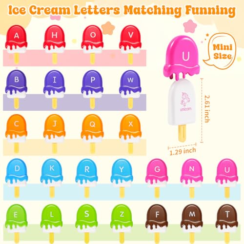 Image of CPSYUB Alphabet Learning Toys for Toddle Ice Cream ABC Matching Toys Color Sorting Set Preschool Educational Montessori Toy Smart Sorting Toys Upper Lowercase Toy for 2 3 4 5+ Kids
