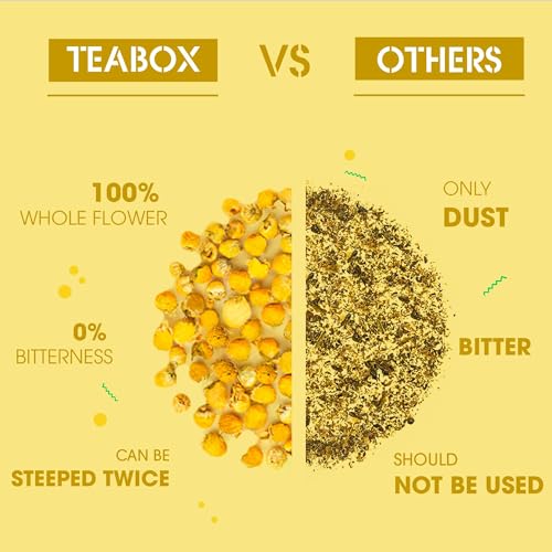 Image of Teabox Premium Pure Chamomile Flowers Tea - 30g | Caffeine Free Herbal Infusion | Vegan | Non-Bitter - GMO Free