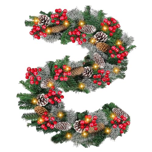KIMIGO Weihnachtsgirlande mit Beleuchtung,2.7M Tannengirlande...