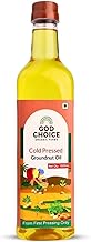 God Choice Organic Farms - Cold Pressed Groundnut Oil 1 litre | Wood Pressed Kachi Ghani Mungfali Tel | First Pressed | Minimally Processed | Lab-Tested | Unrefined & Non-GMO | Rich in Vitamin E | Edible Oil for Cooking, Frying, Tadka & Heart Health (Pet 
